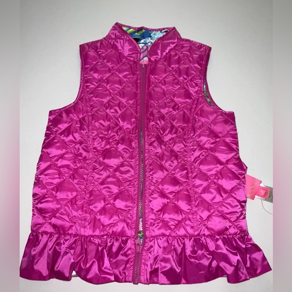 Lilly Pulitzer NWT Girls Melanie Reversible Vest Elderberry $108 Size M - Picture 2 of 8